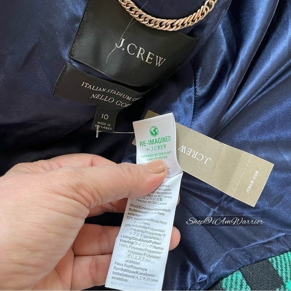 J.Crew NWT green/black buffalo plaid faux fur hooded parka *shop@iamwarrior - Picture 9 of 10